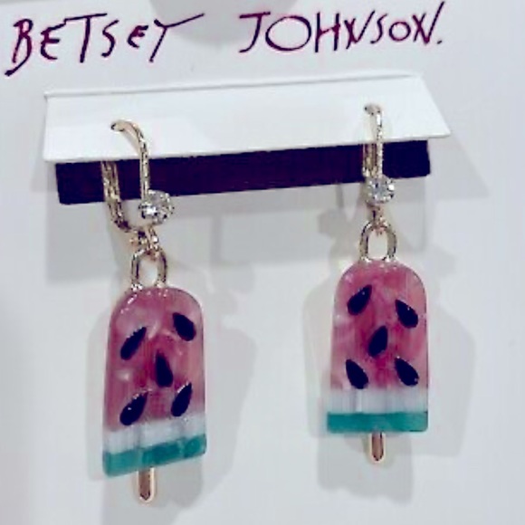 NEW BETSEY JOHNSON WATERMELON STATE POPSICLE DANGLE EARRINGS - Picture 8 of 11